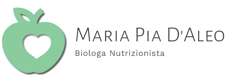 Mela verde con cuore, logo di Maria Pia D'Aleo Biologa Nutrizionista.